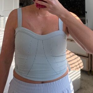 Free People Blue and White Striped Bustier Tank